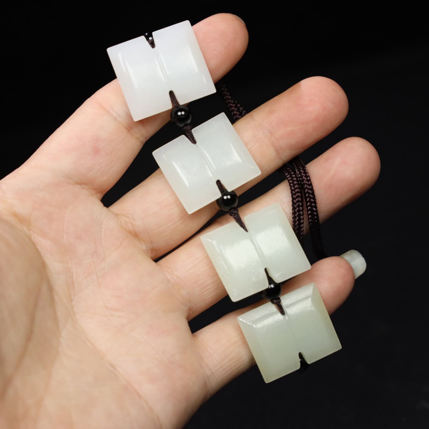 Chinese Natural Jade Carved I-shaped Pendant