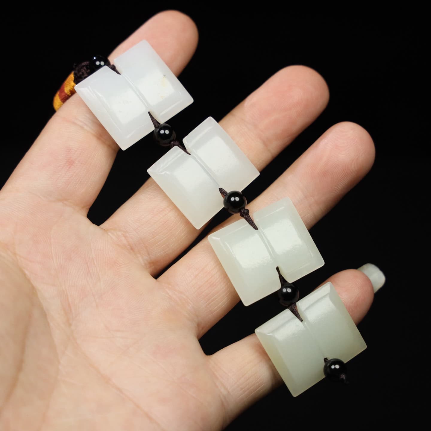 Chinese Natural Jade Carved I-shaped Pendant