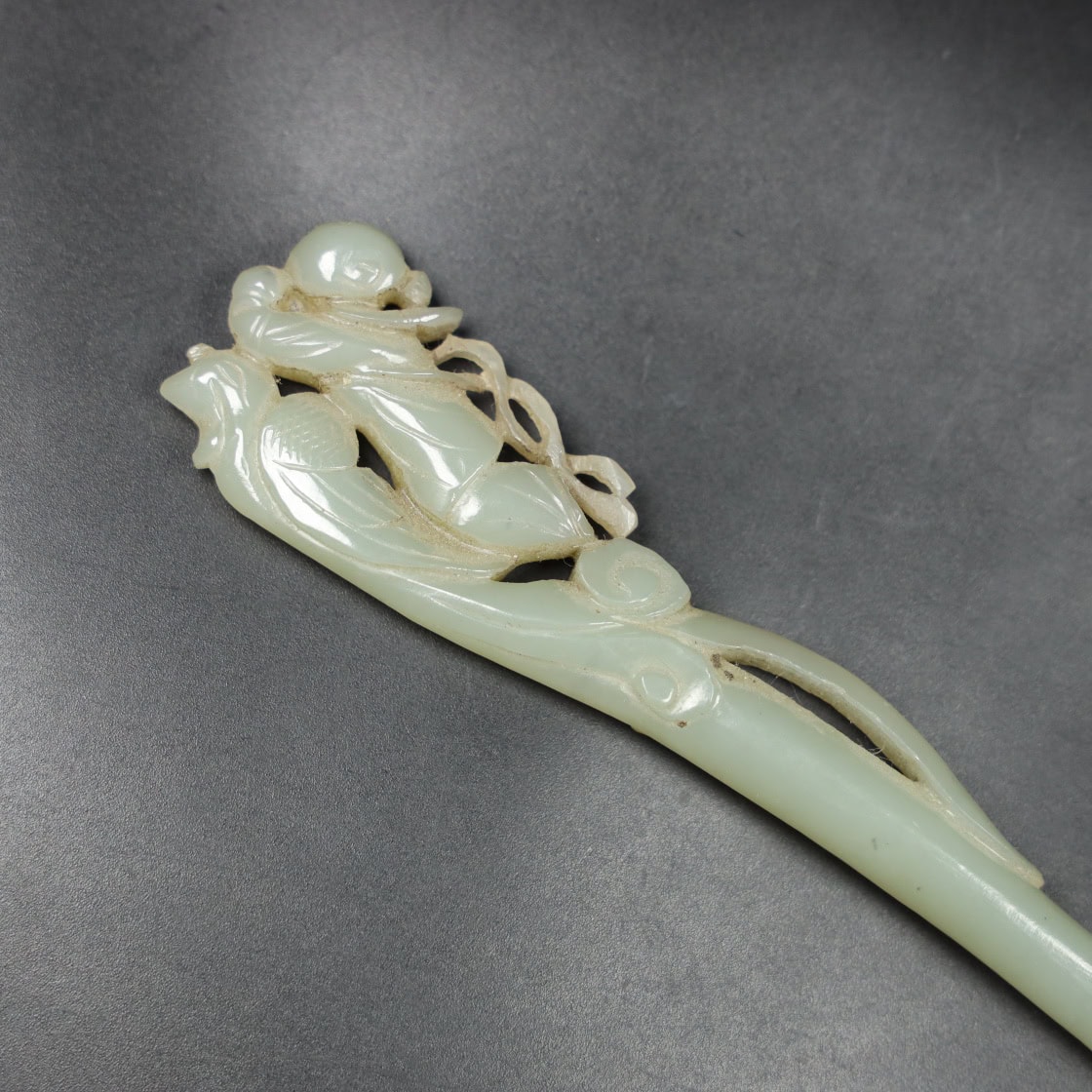 Chinese Natural Jade Carved hairpin
