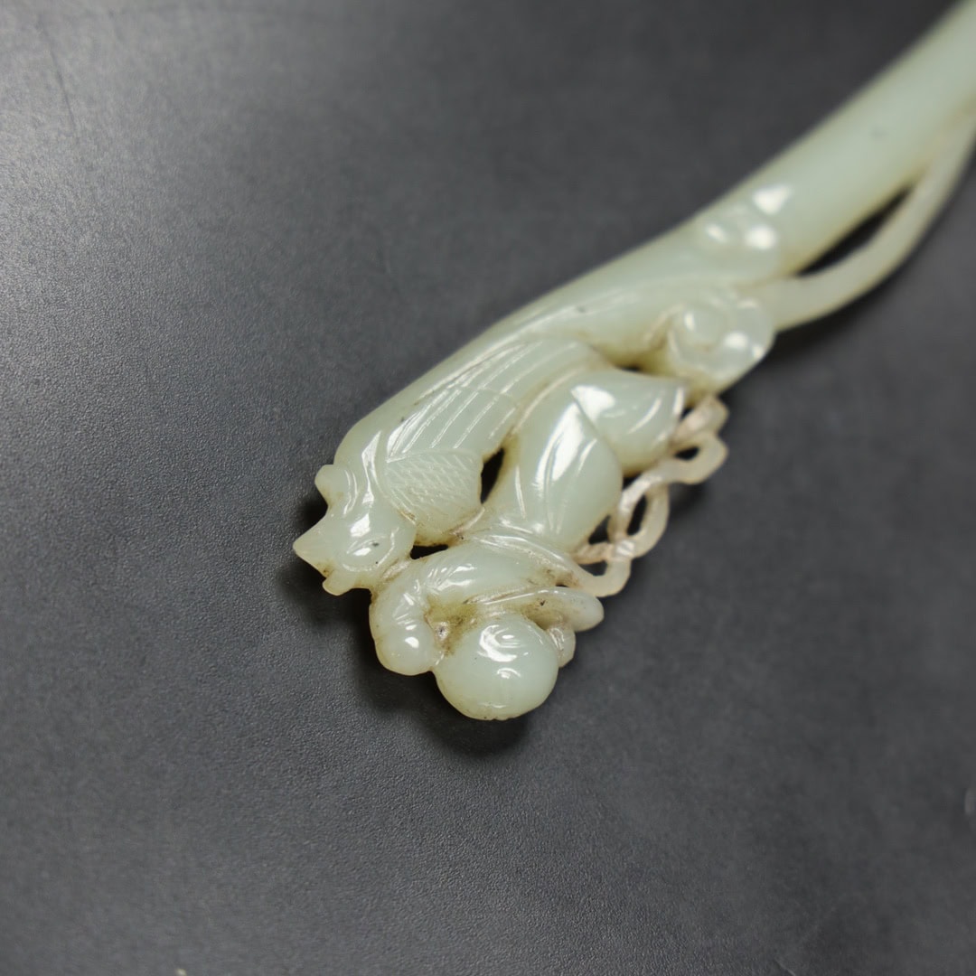 Chinese Natural Jade Carved hairpin