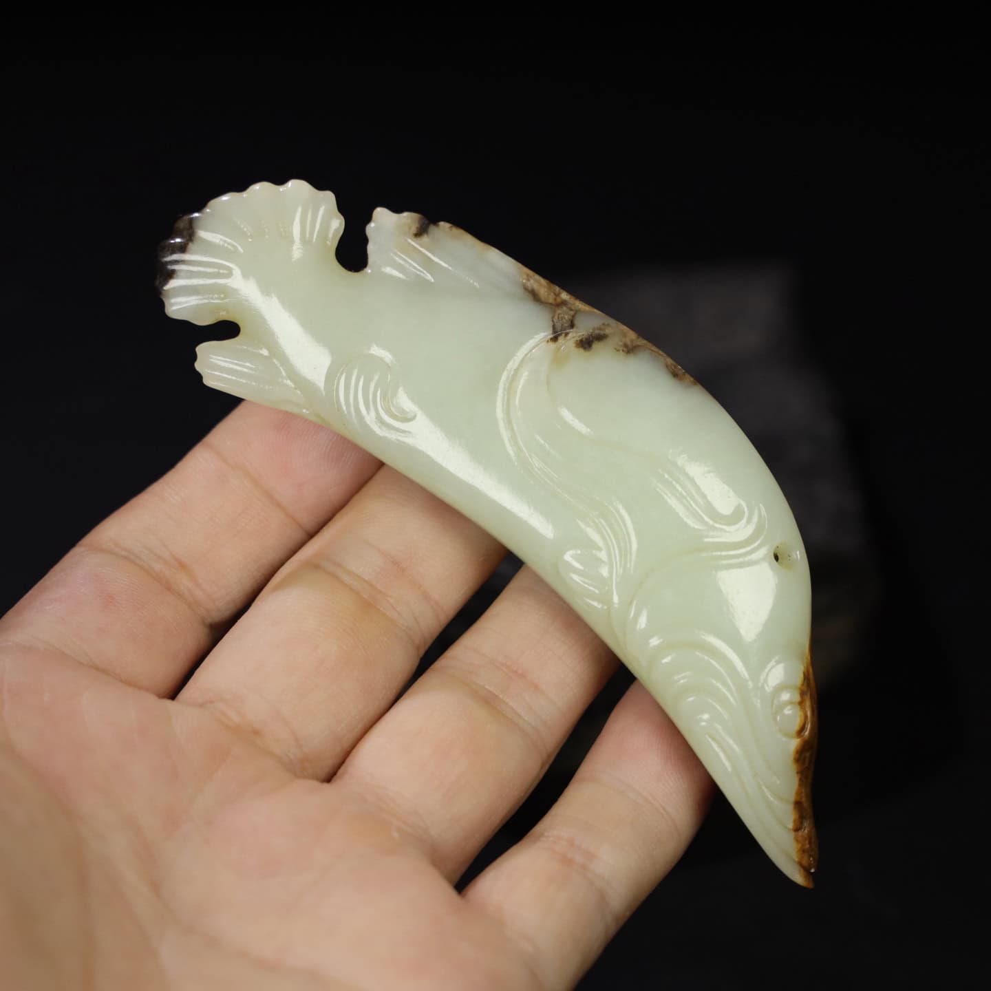 Chinese Natural Jade Carved fish