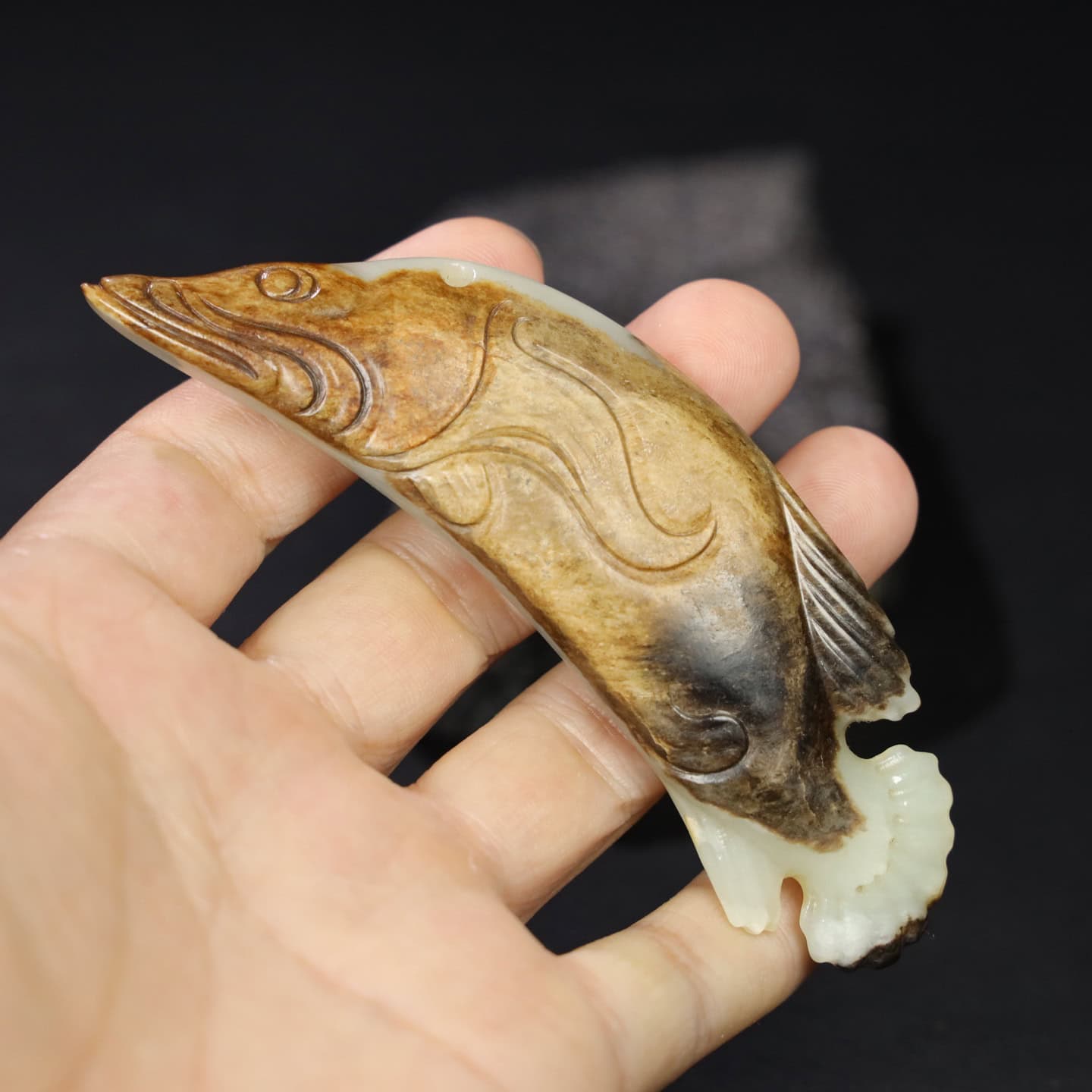 Chinese Natural Jade Carved fish