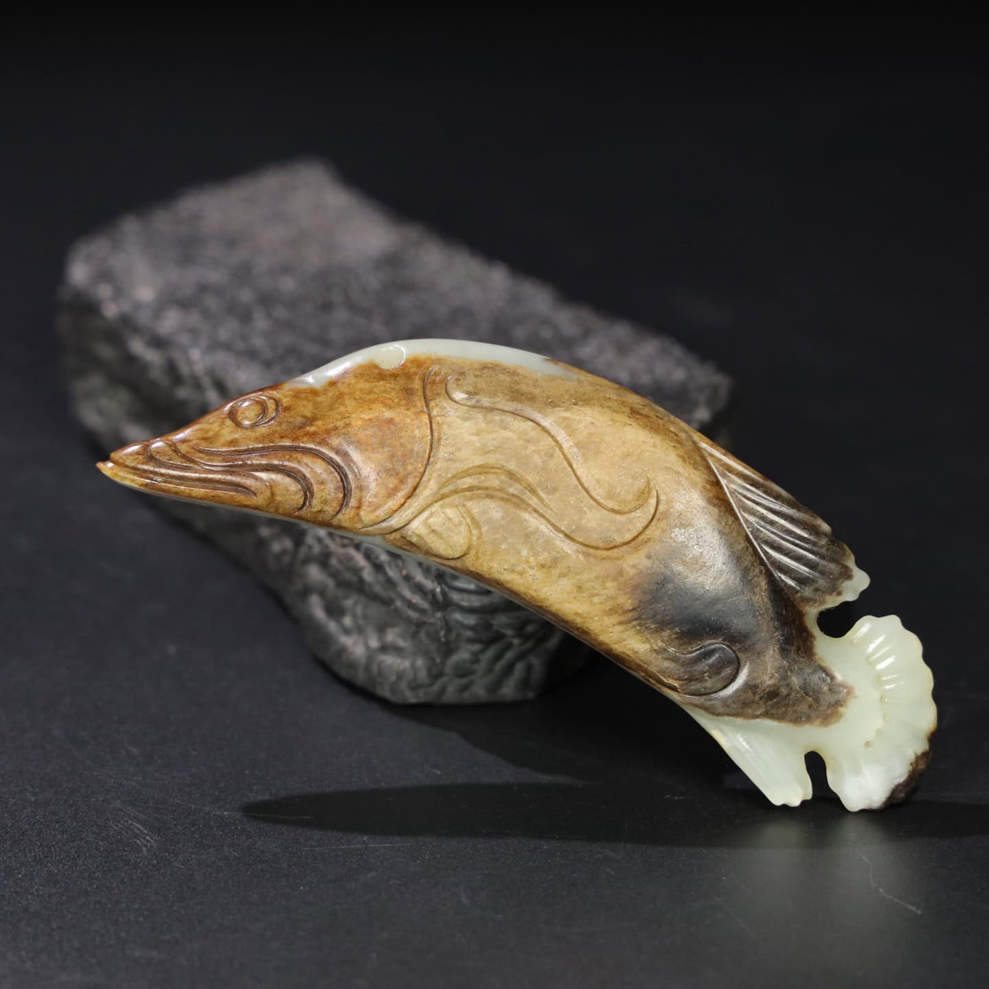 Chinese Natural Jade Carved fish