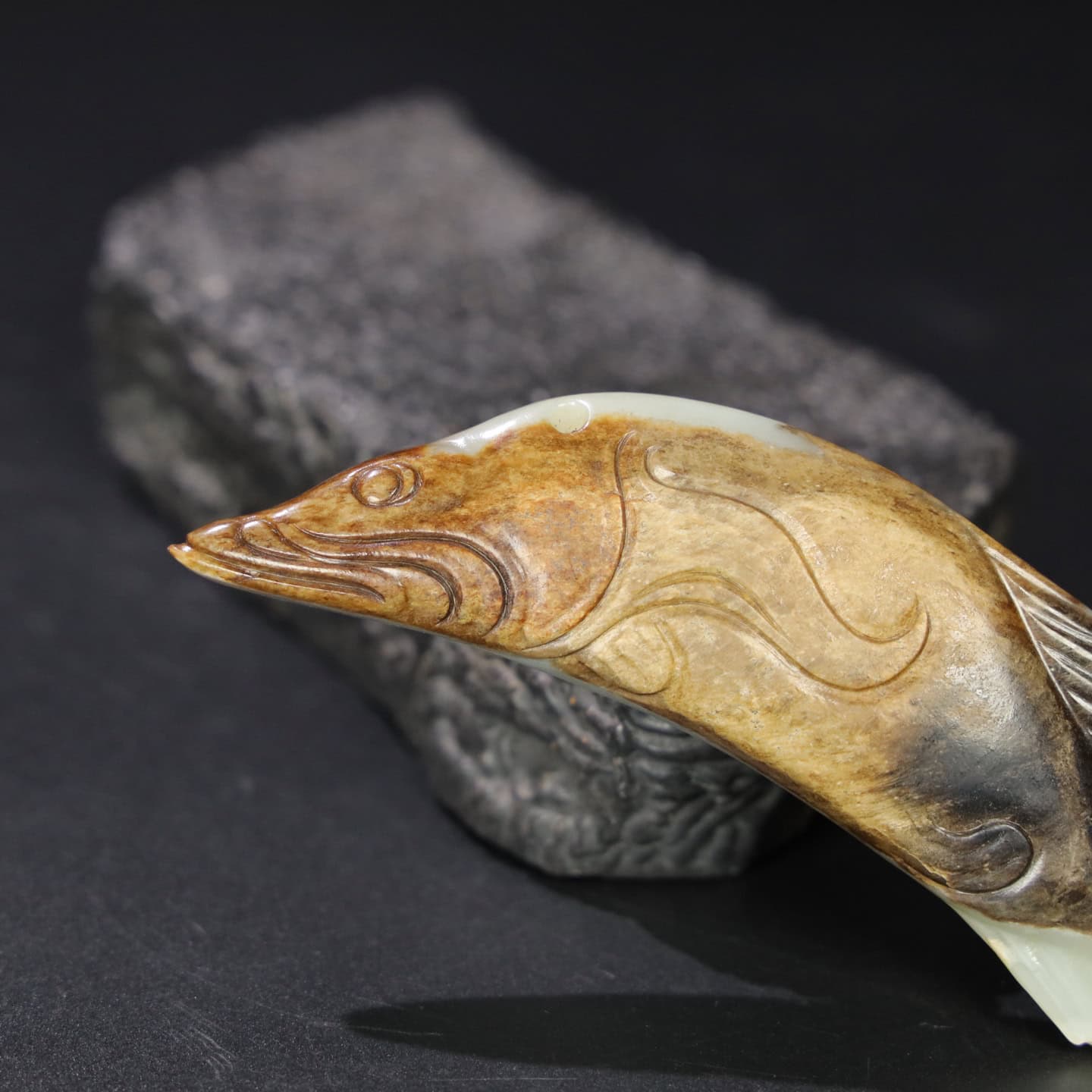 Chinese Natural Jade Carved fish