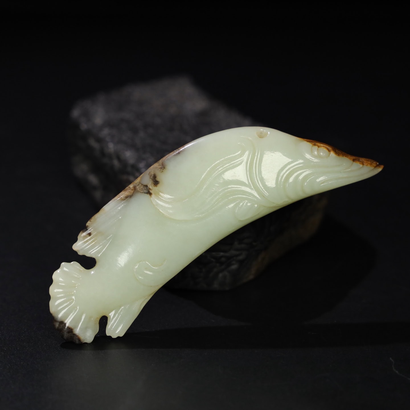 Chinese Natural Jade Carved fish