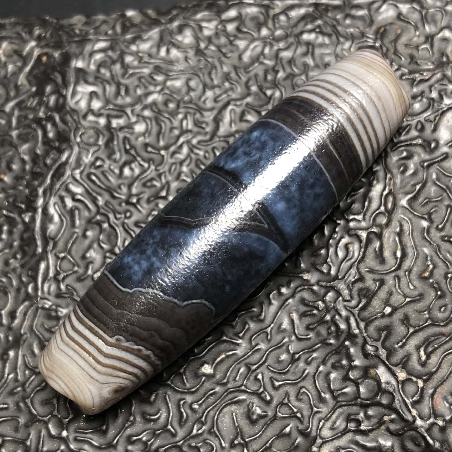 Chinese Natural Jade Carved dzi beads