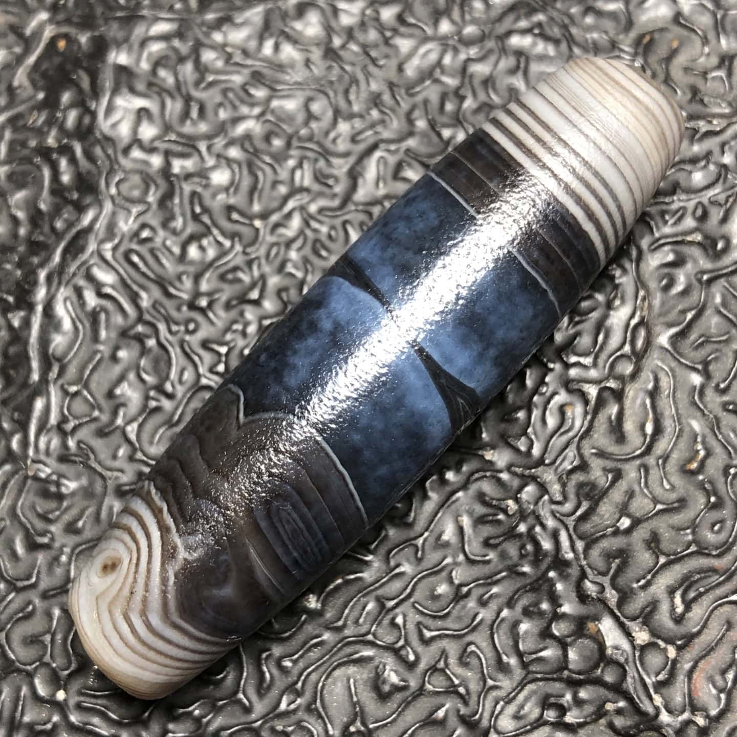 Chinese Natural Jade Carved dzi beads