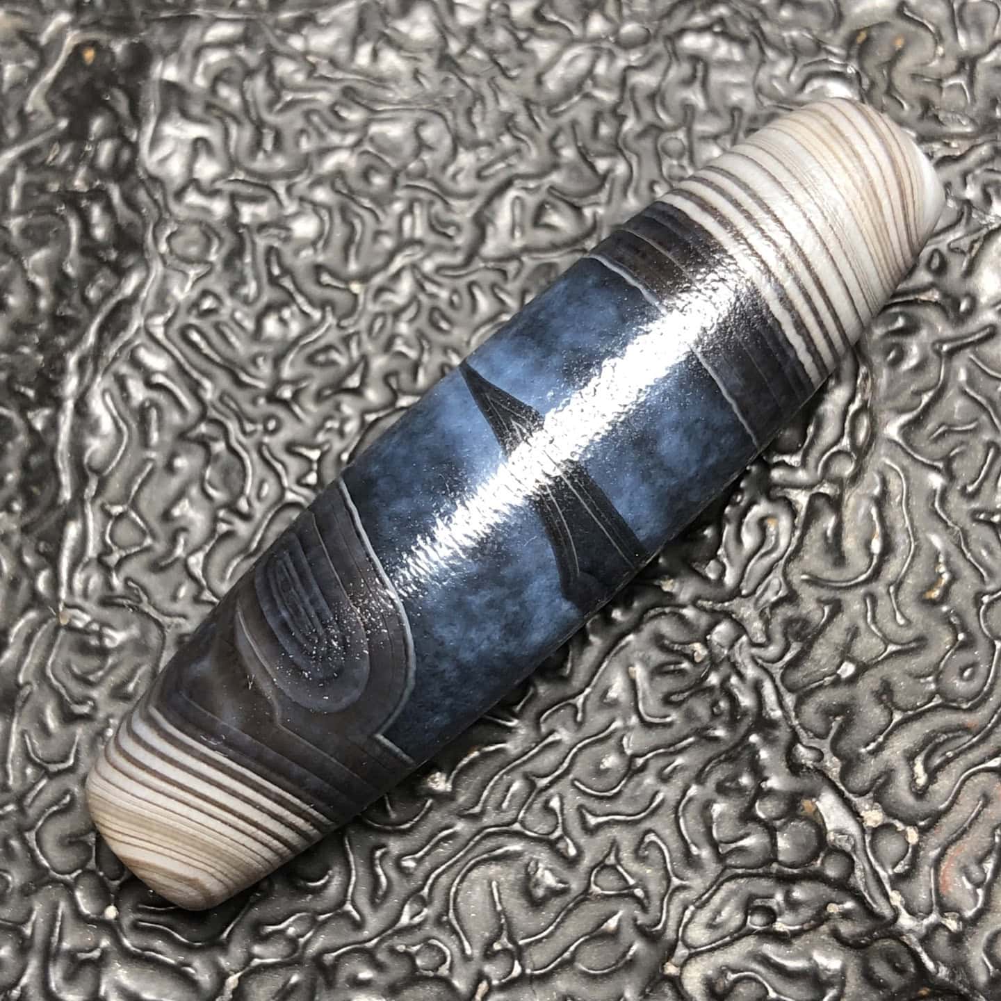 Chinese Natural Jade Carved dzi beads