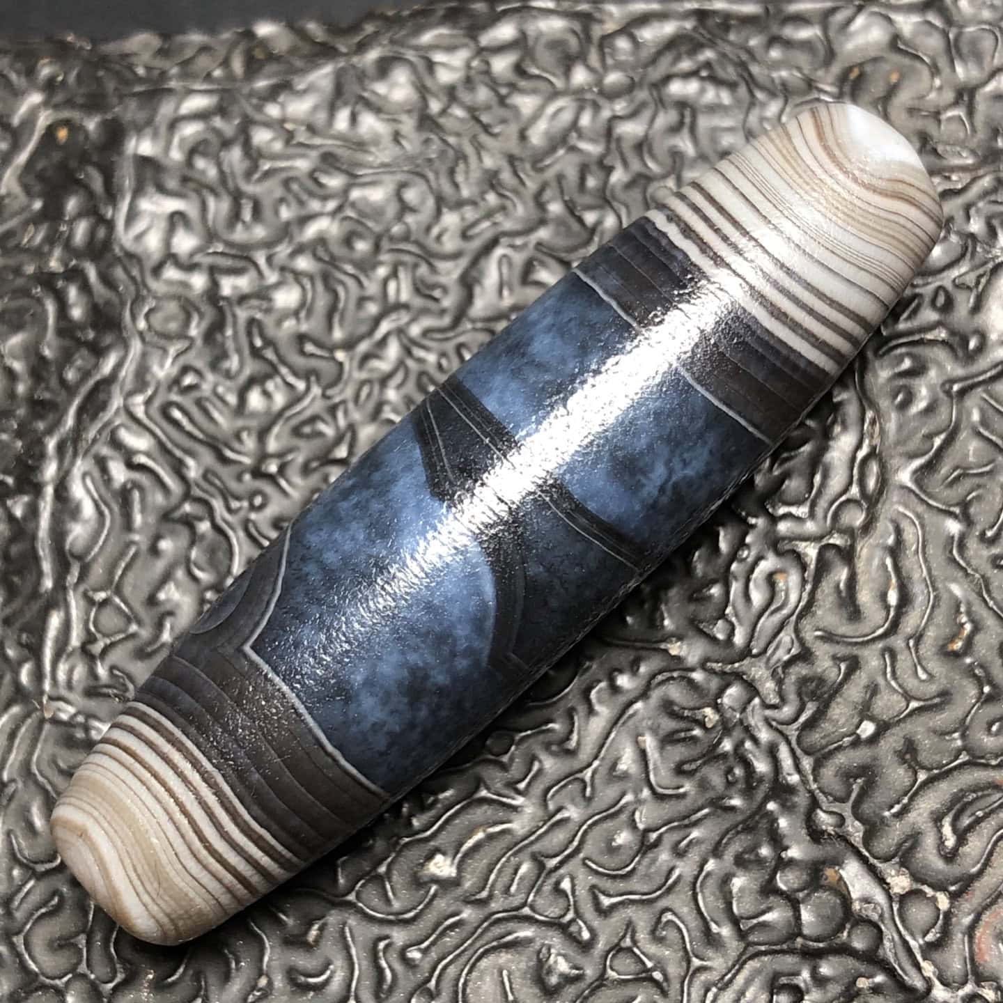 Chinese Natural Jade Carved dzi beads