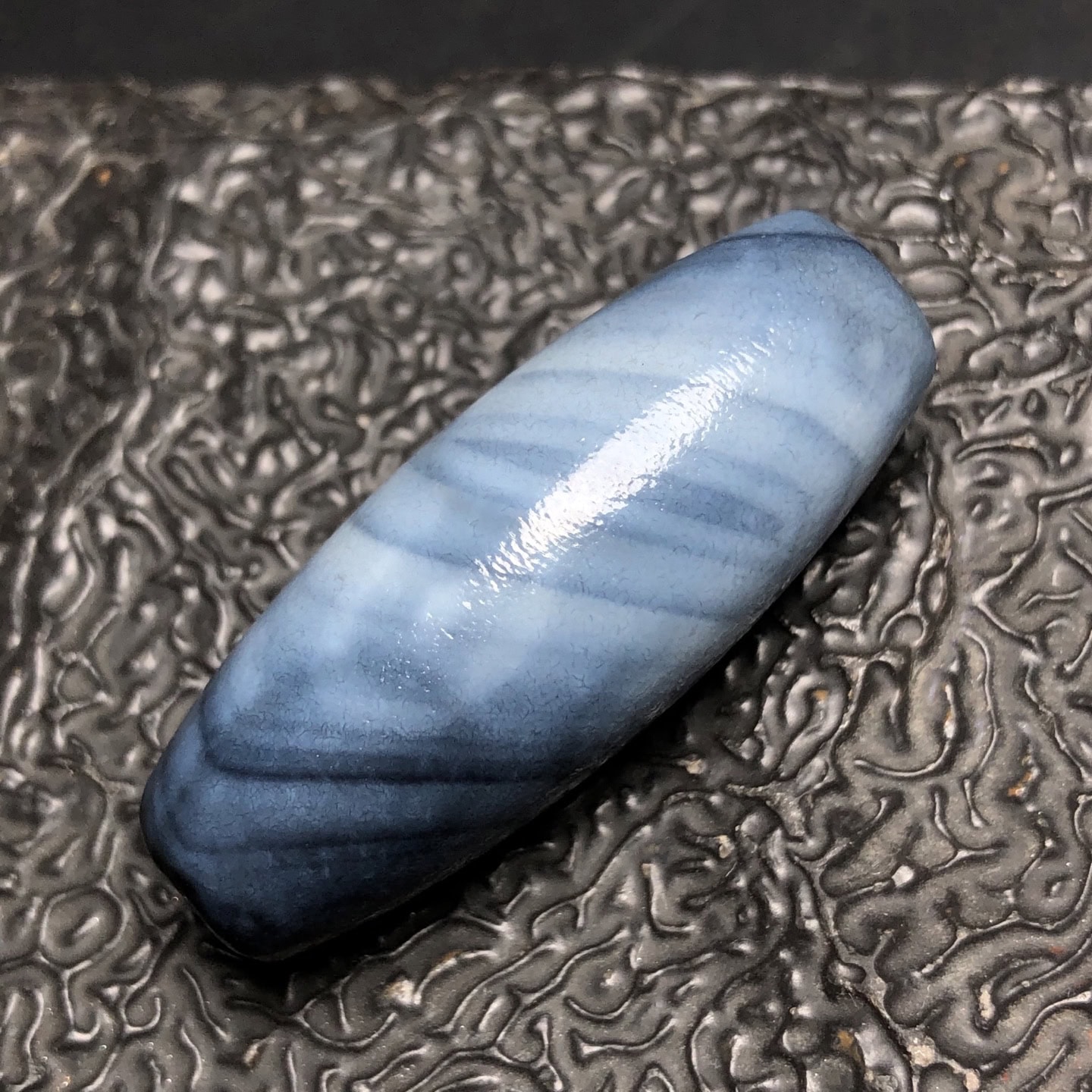 Chinese Natural Jade Carved dzi beads
