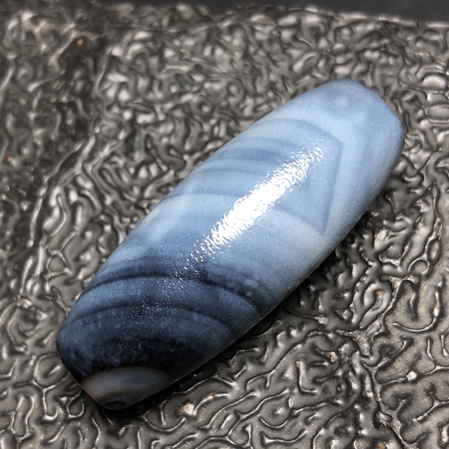Chinese Natural Jade Carved dzi beads