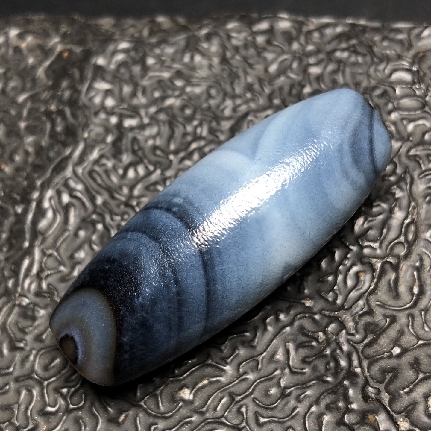 Chinese Natural Jade Carved dzi beads