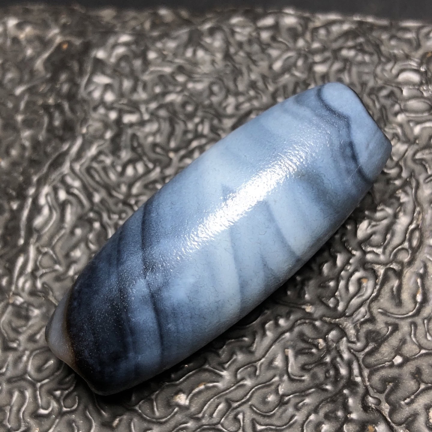 Chinese Natural Jade Carved dzi beads