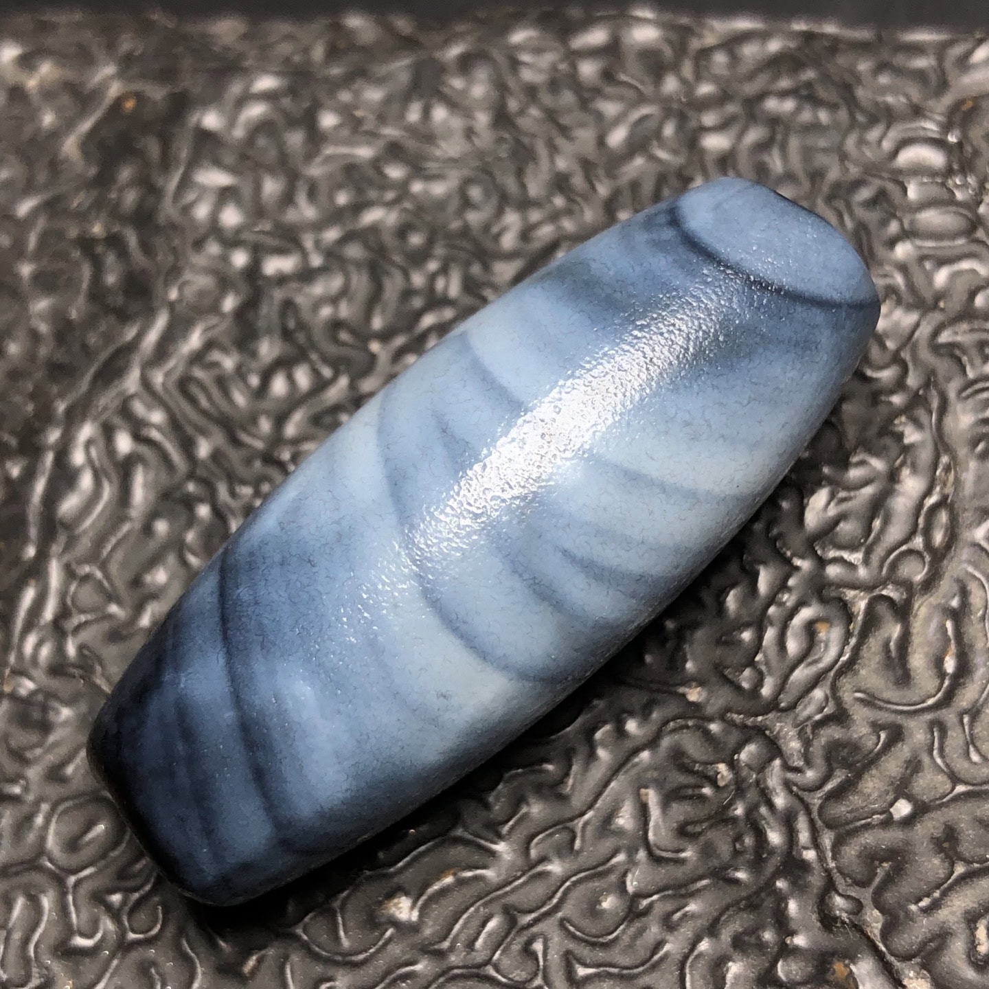 Chinese Natural Jade Carved dzi beads
