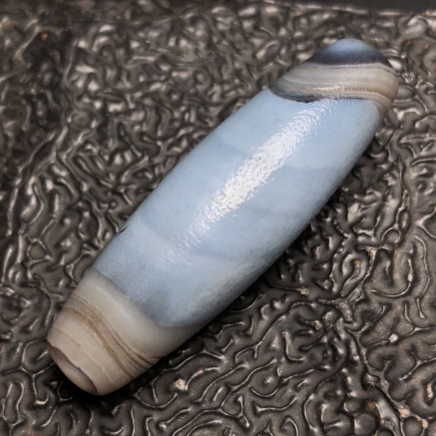 Chinese Natural Jade Carved dzi beads