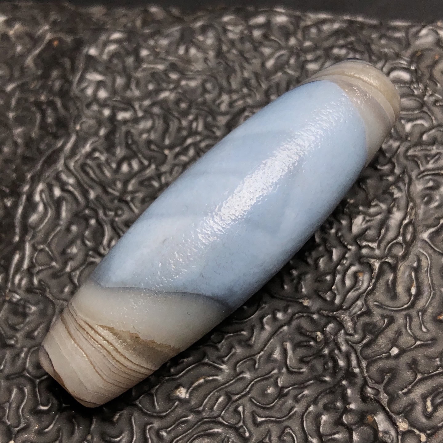 Chinese Natural Jade Carved dzi beads