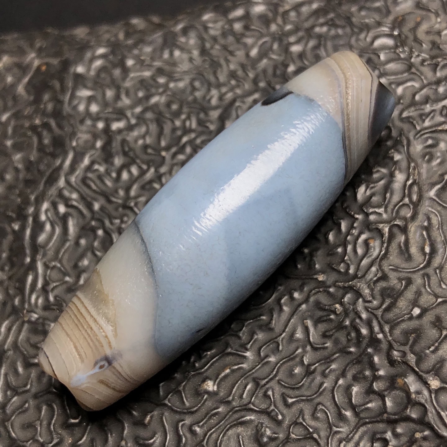 Chinese Natural Jade Carved dzi beads