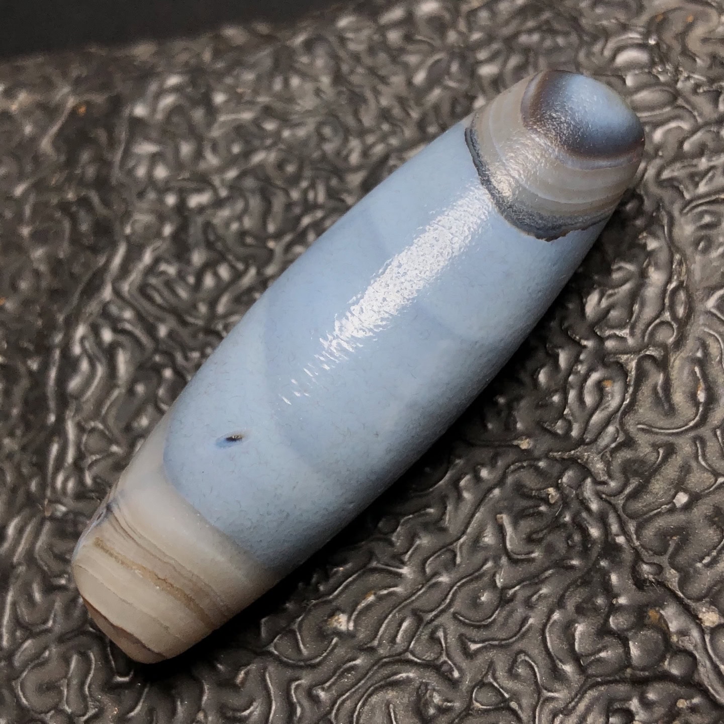 Chinese Natural Jade Carved dzi beads