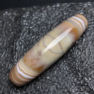 Chinese Natural Jade Carved dzi beads