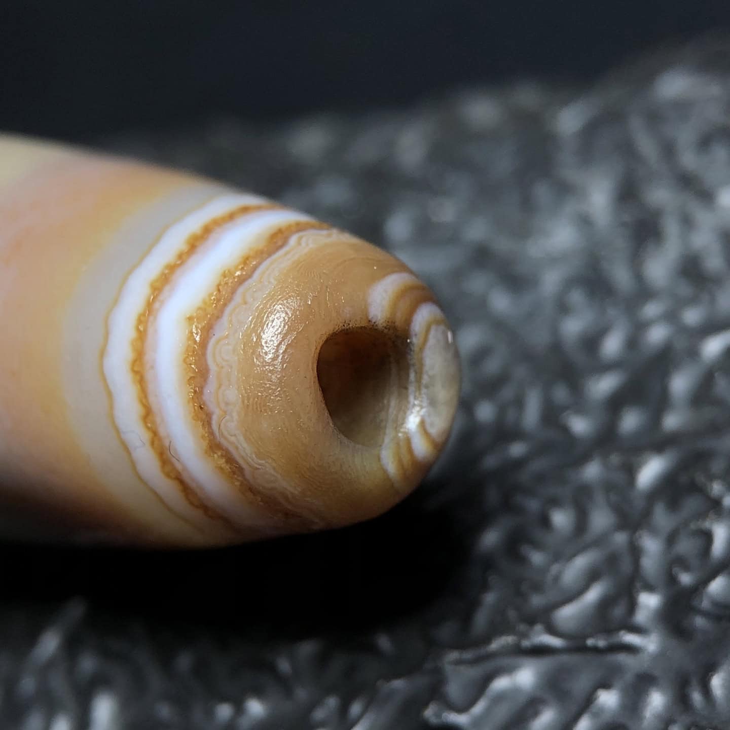 Chinese Natural Jade Carved dzi beads