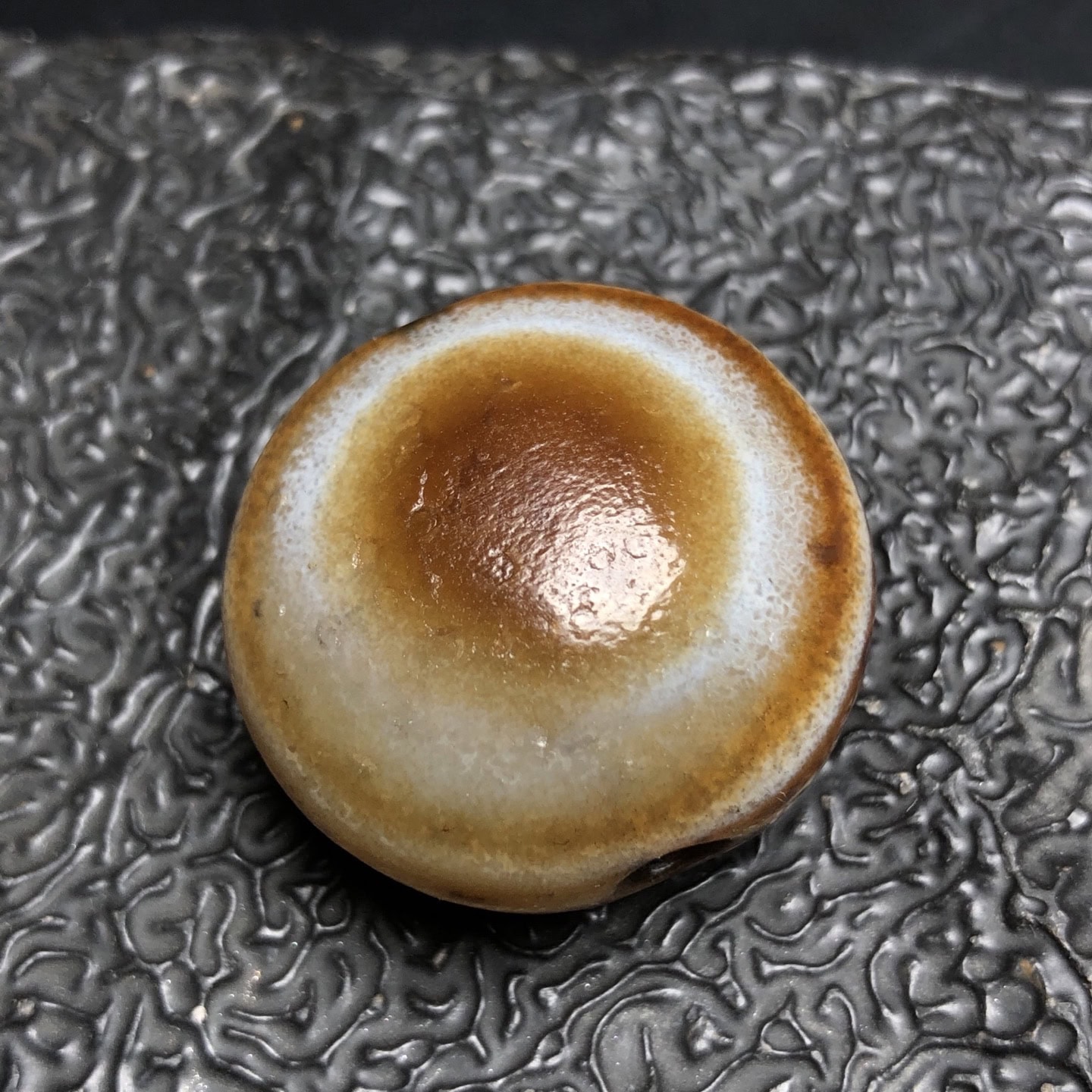 Chinese Natural Jade Carved eye plate beads