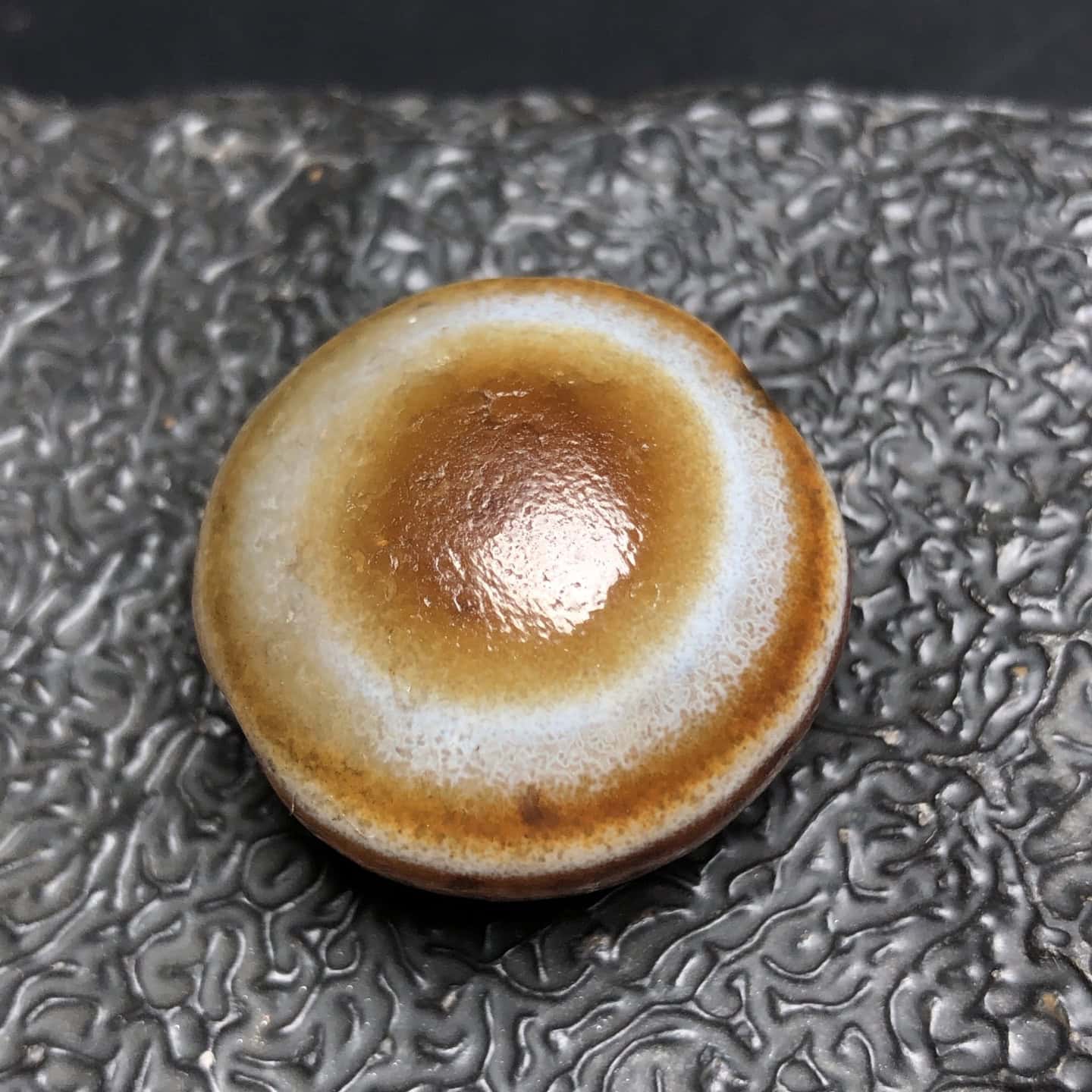 Chinese Natural Jade Carved eye plate beads
