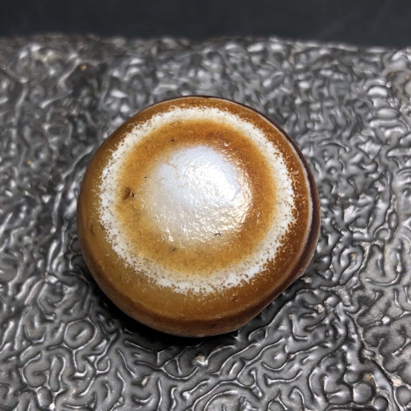 Chinese Natural Jade Carved eye plate beads