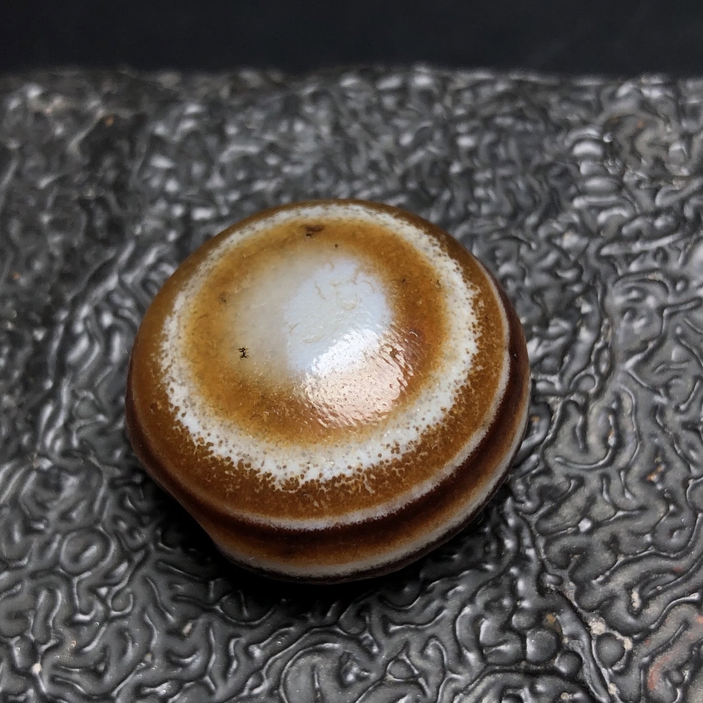 Chinese Natural Jade Carved eye plate beads