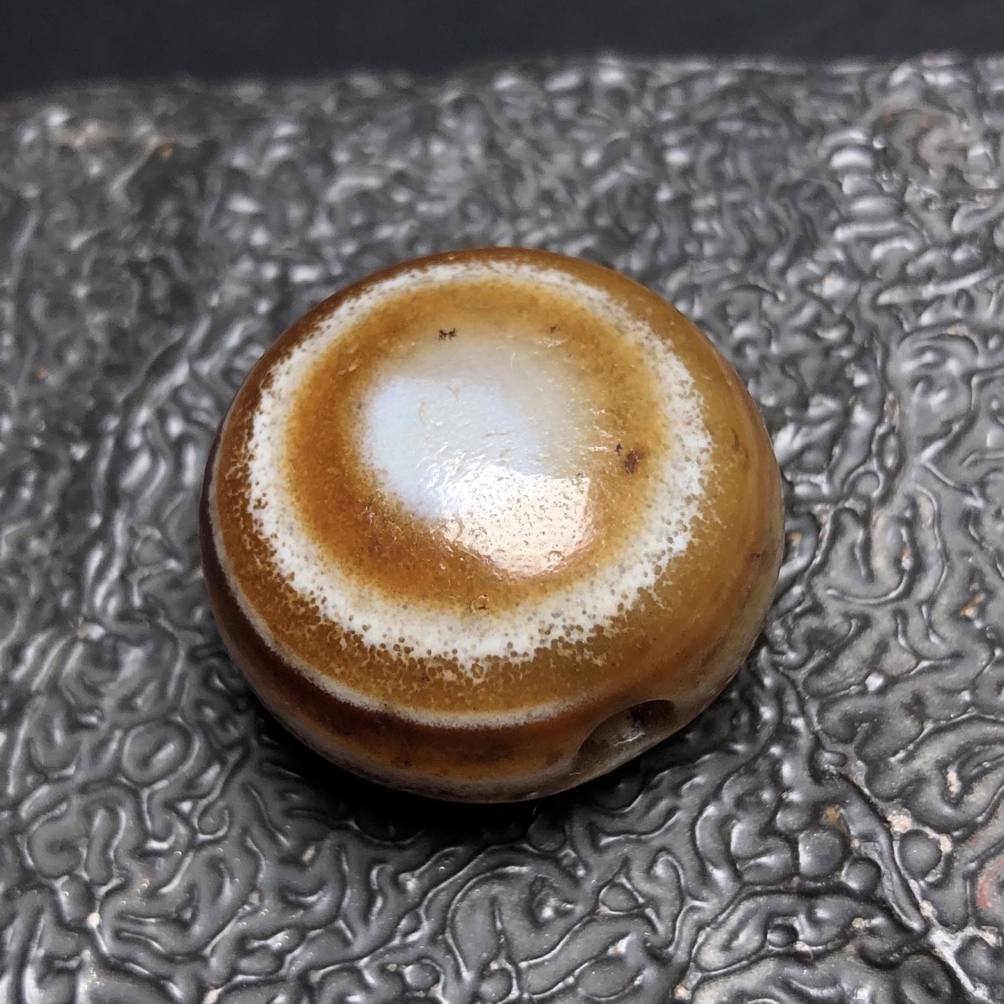 Chinese Natural Jade Carved eye plate beads