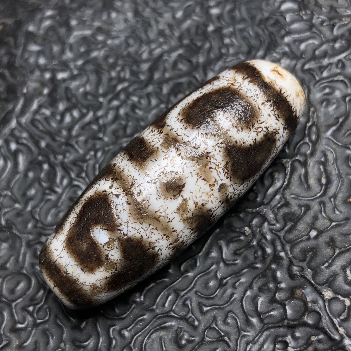 Chinese Natural Jade Carved Dzi Beads