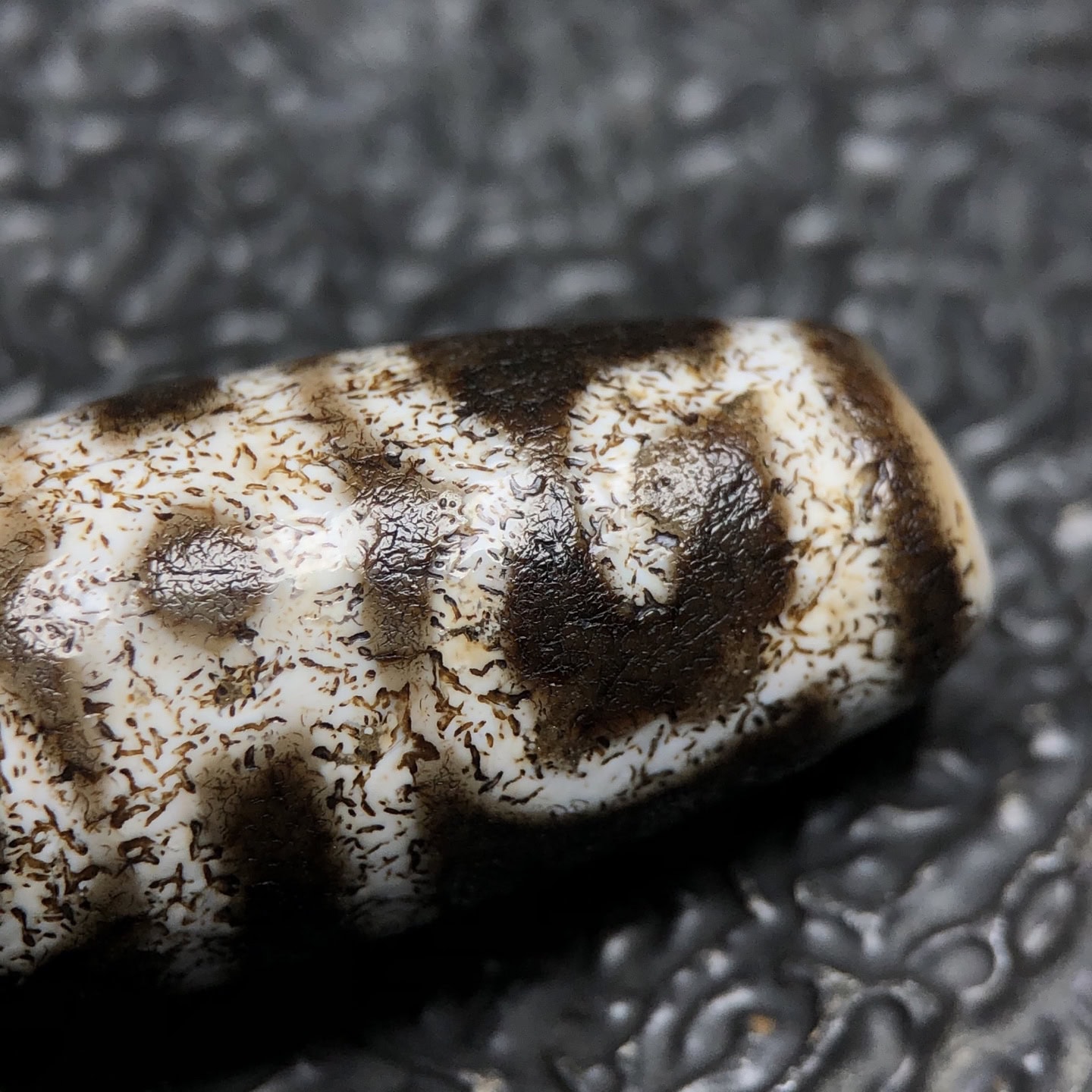 Chinese Natural Jade Carved Dzi Beads