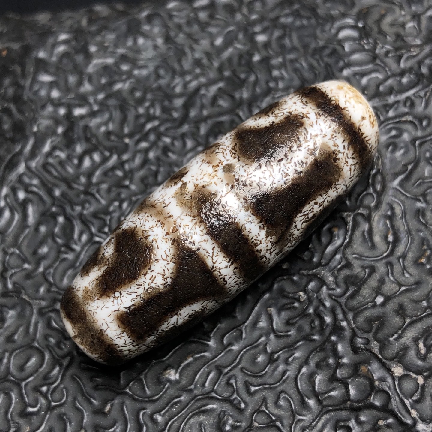 Chinese Natural Jade Carved Dzi Beads
