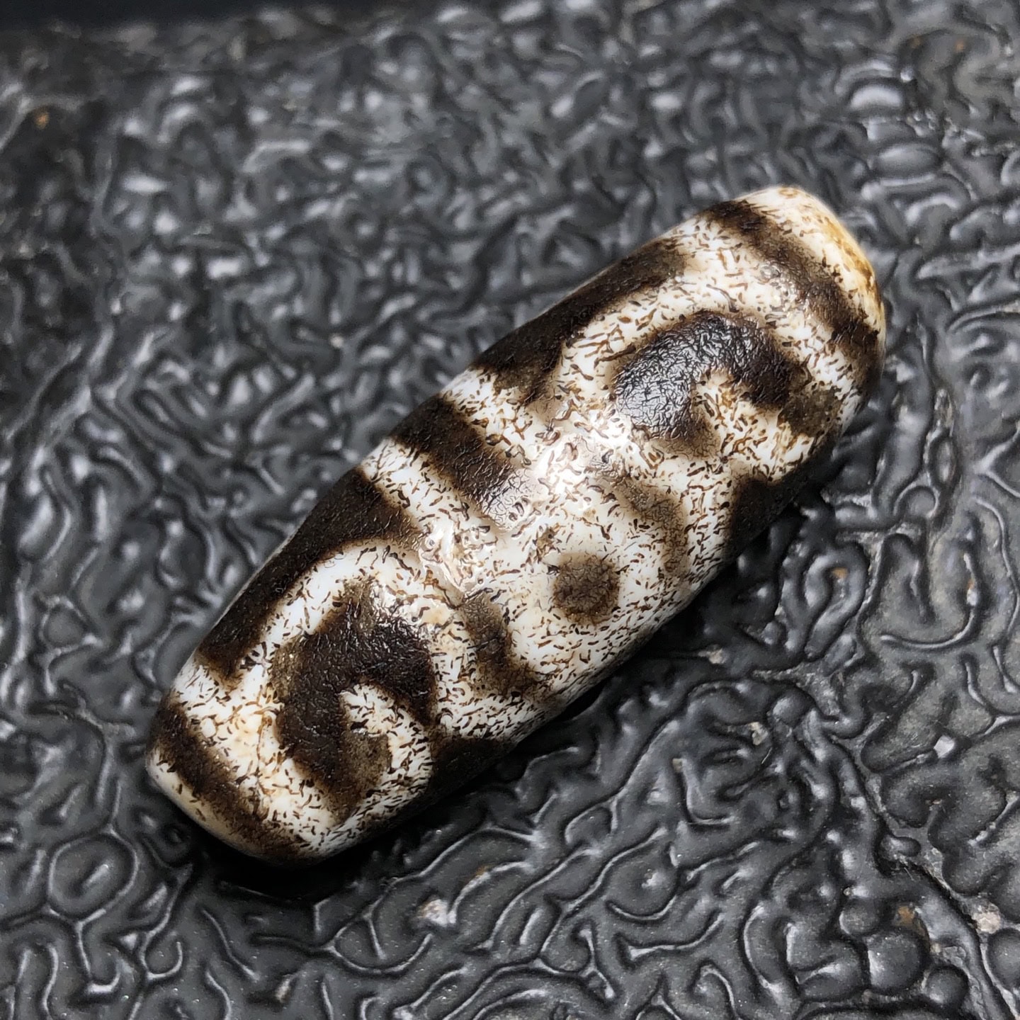 Chinese Natural Jade Carved Dzi Beads