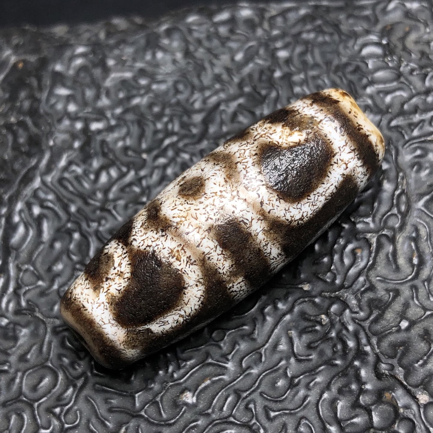 Chinese Natural Jade Carved Dzi Beads