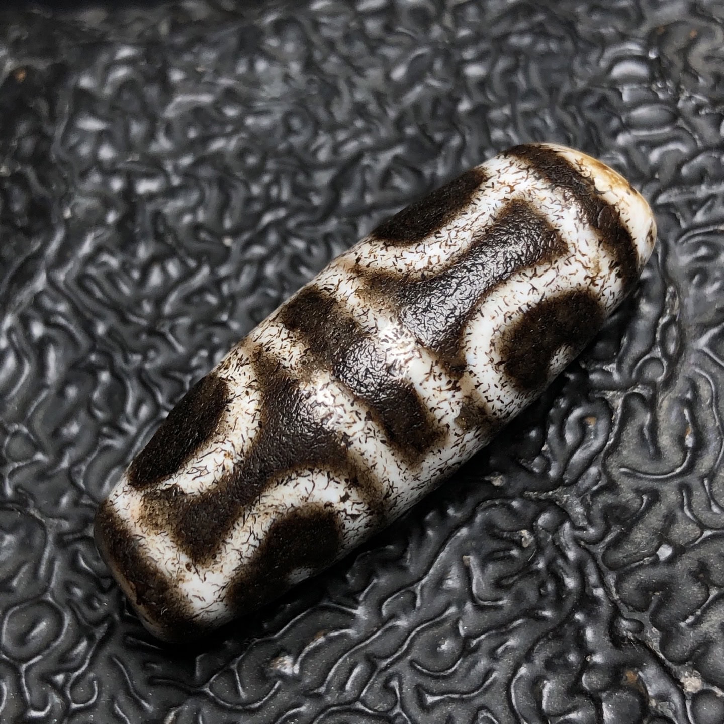 Chinese Natural Jade Carved Dzi Beads