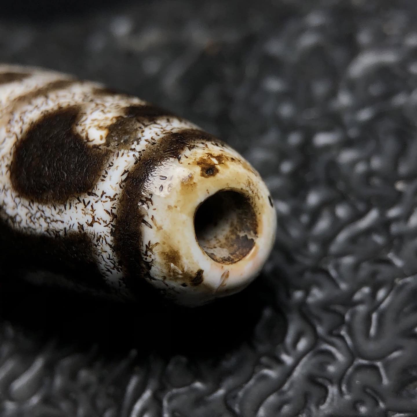 Chinese Natural Jade Carved Dzi Beads