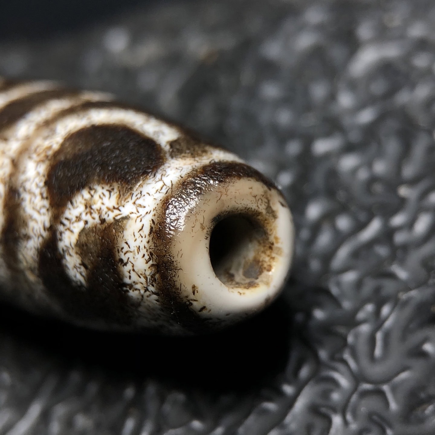 Chinese Natural Jade Carved Dzi Beads