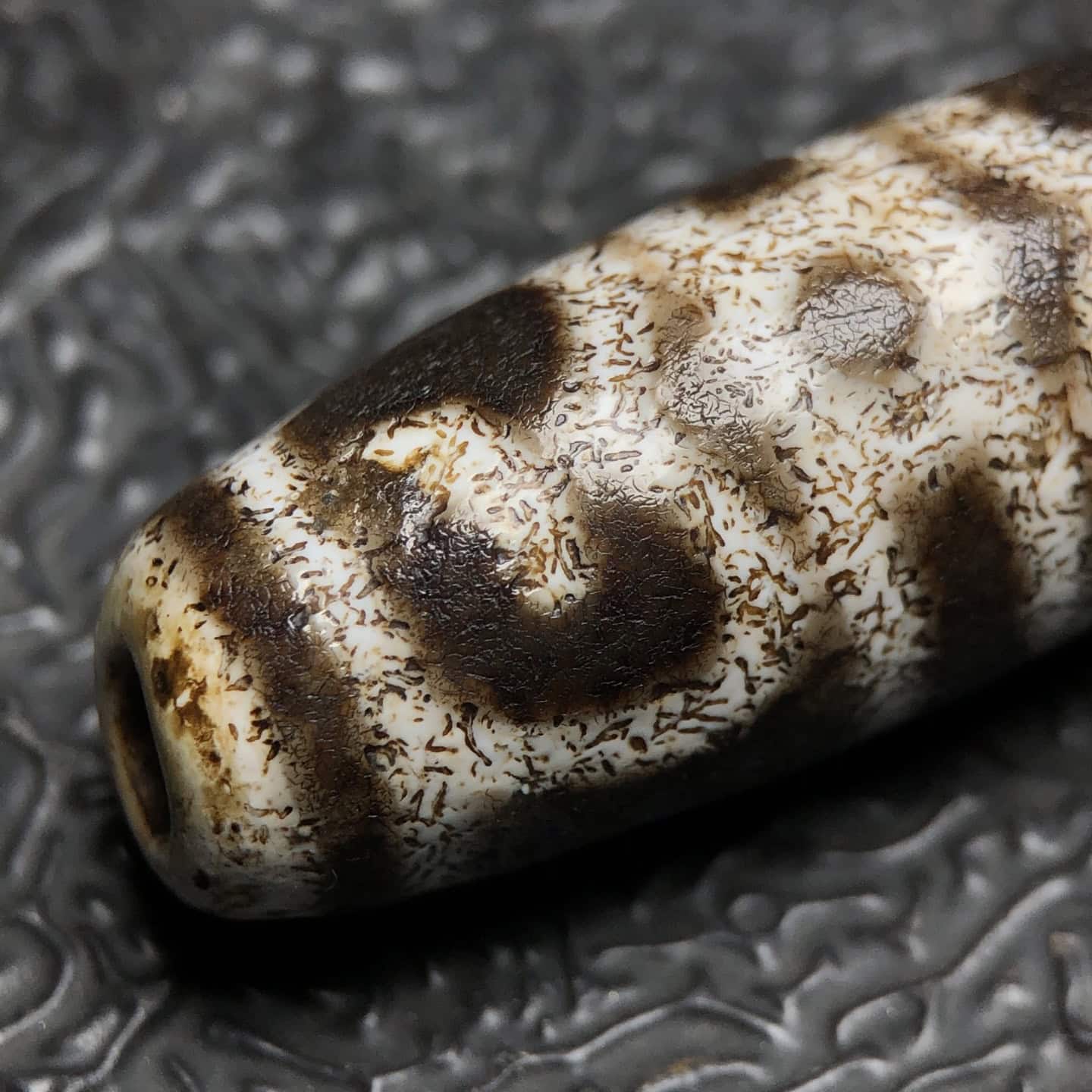 Chinese Natural Jade Carved Dzi Beads