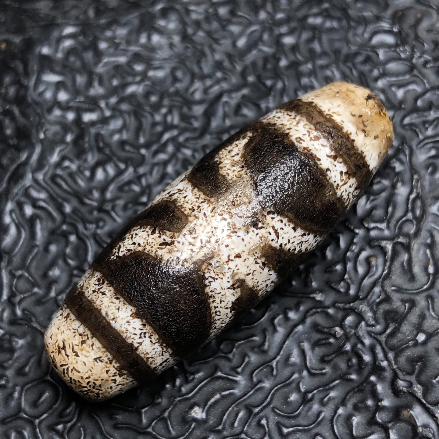 Chinese Natural Jade Carved Dzi Beads