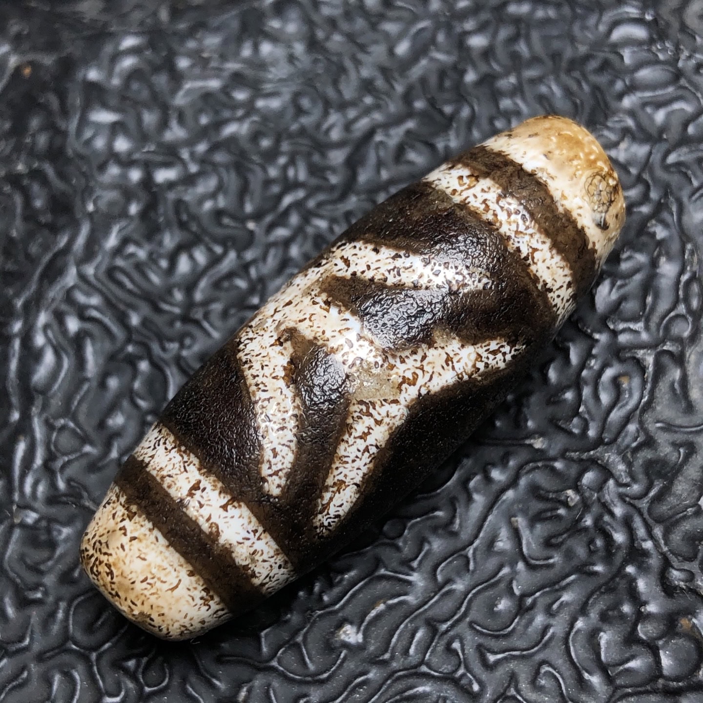 Chinese Natural Jade Carved Dzi Beads