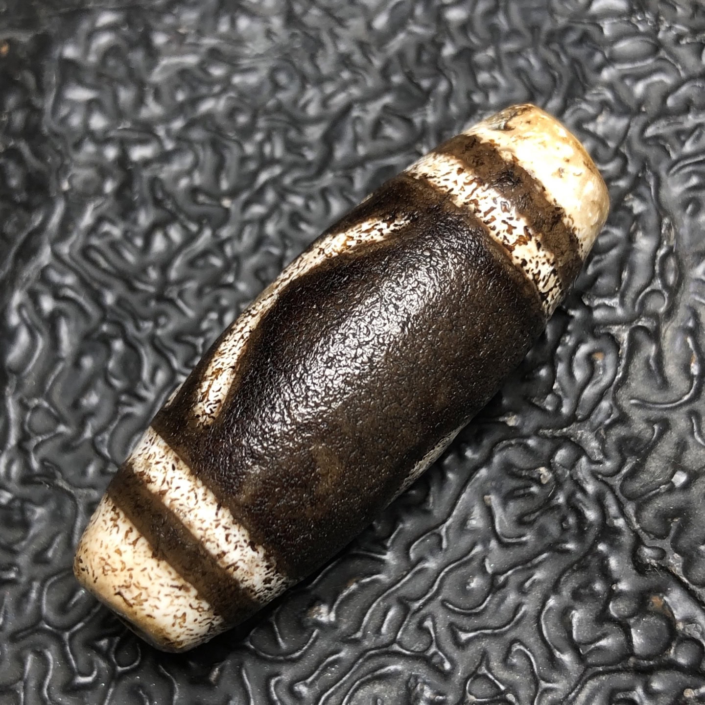 Chinese Natural Jade Carved Dzi Beads