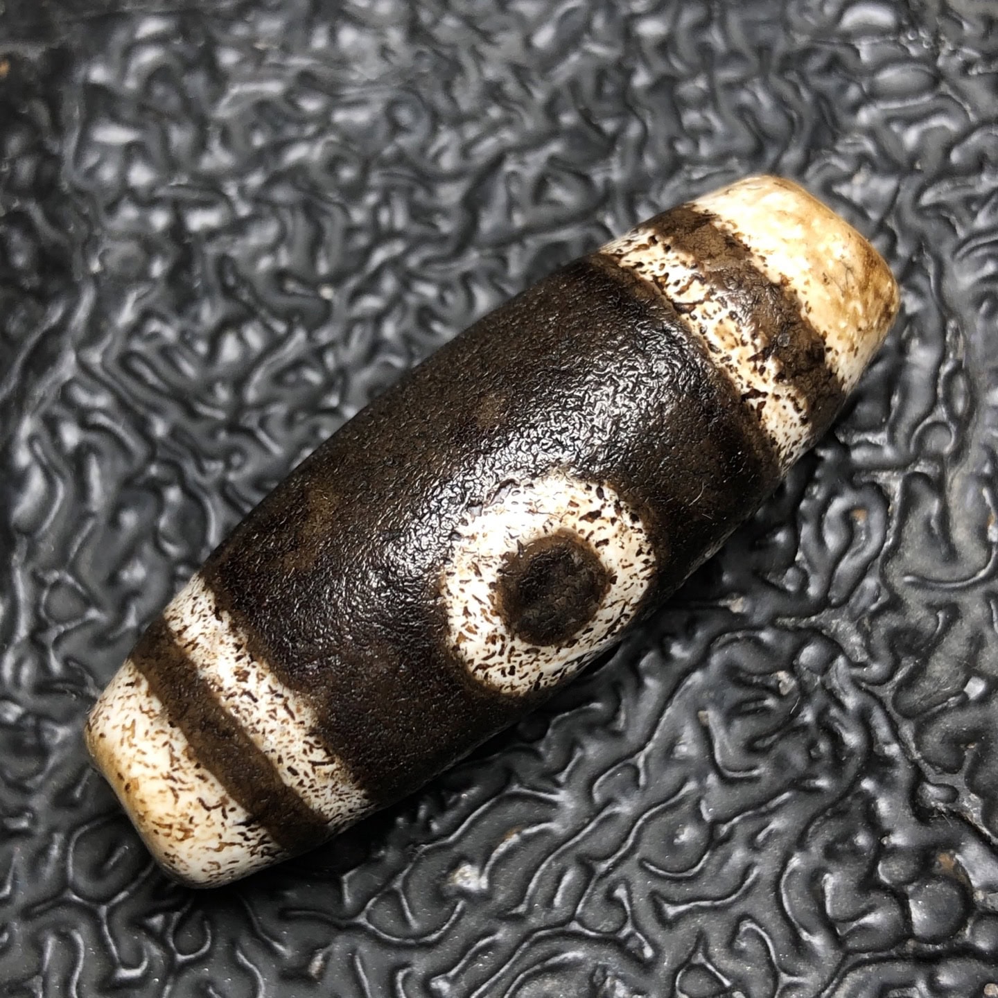 Chinese Natural Jade Carved Dzi Beads