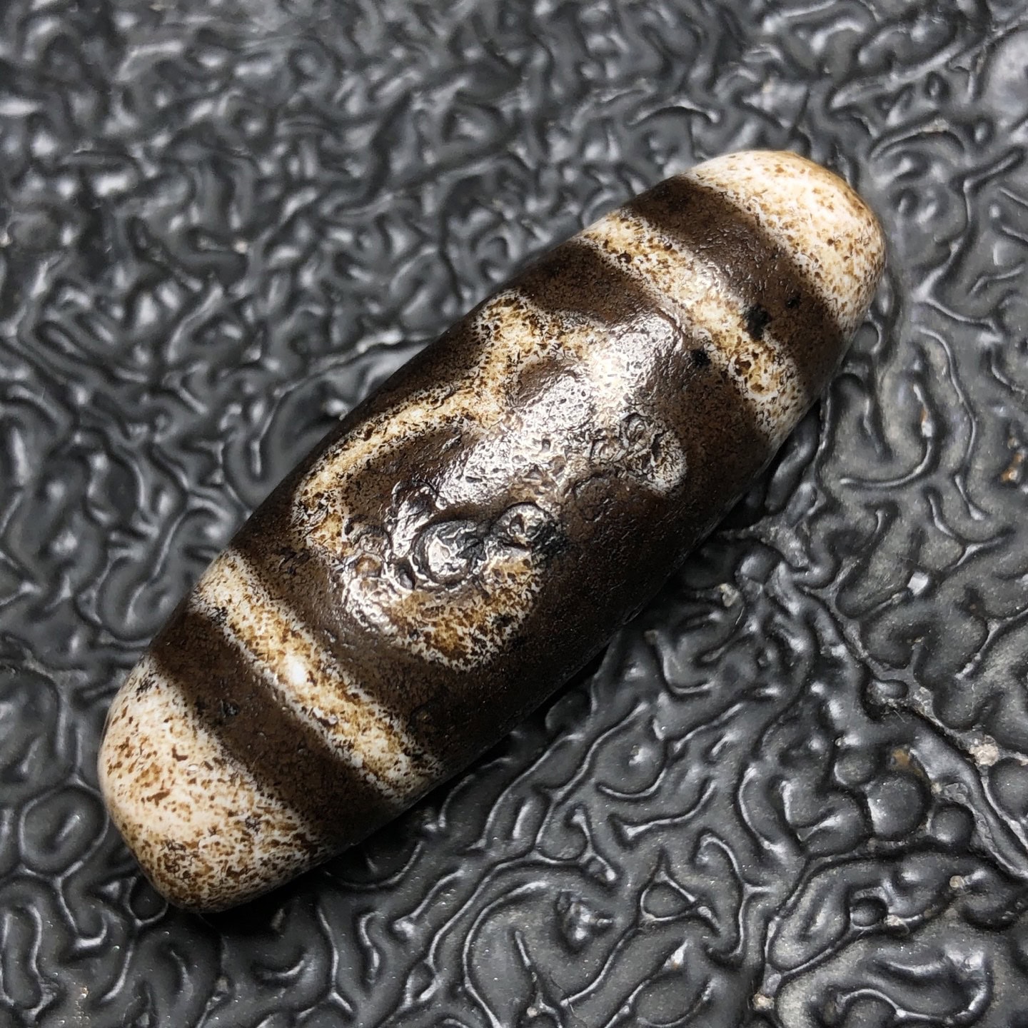 Chinese Natural Jade Carved Dzi Beads