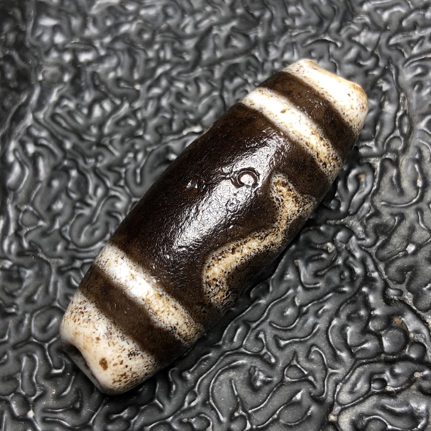 Chinese Natural Jade Carved Dzi Beads