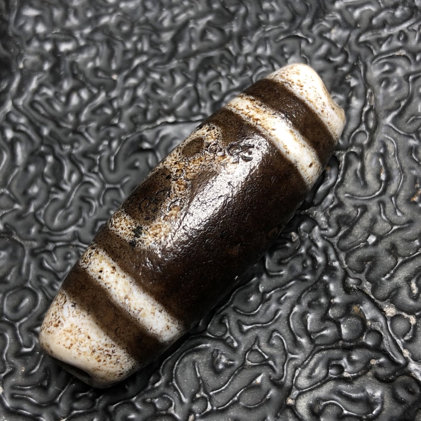 Chinese Natural Jade Carved Dzi Beads
