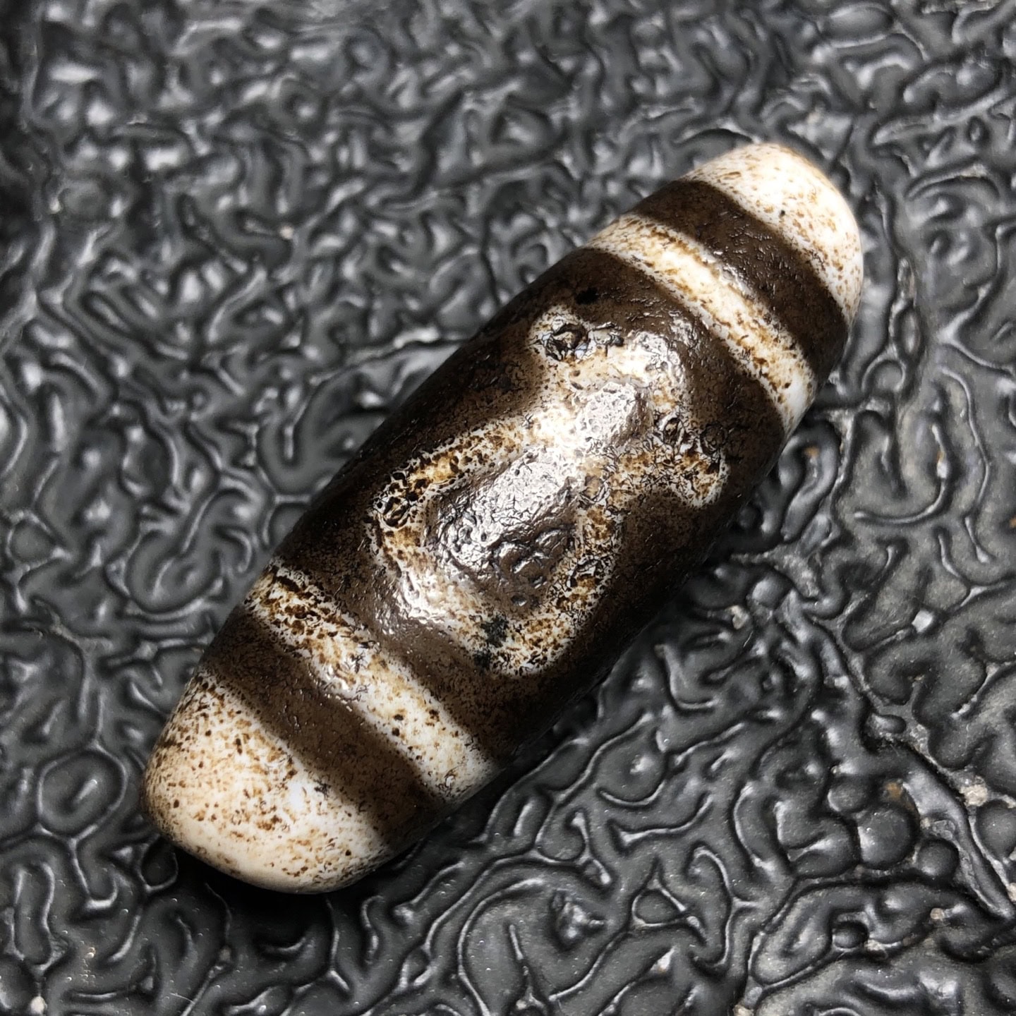 Chinese Natural Jade Carved Dzi Beads