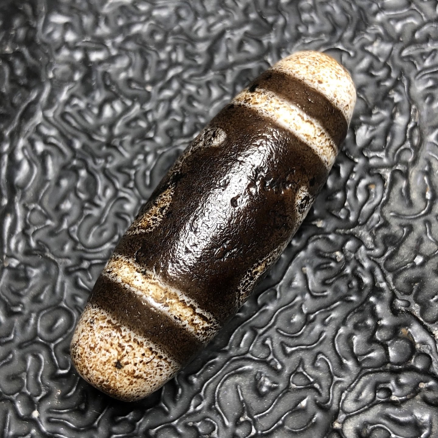 Chinese Natural Jade Carved Dzi Beads