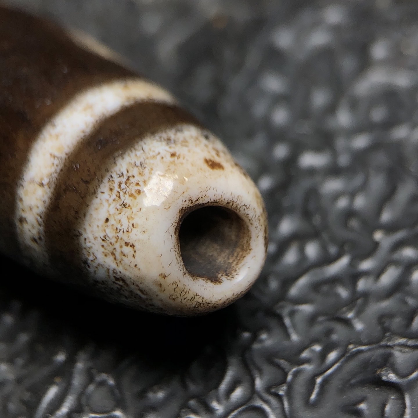 Chinese Natural Jade Carved Dzi Beads