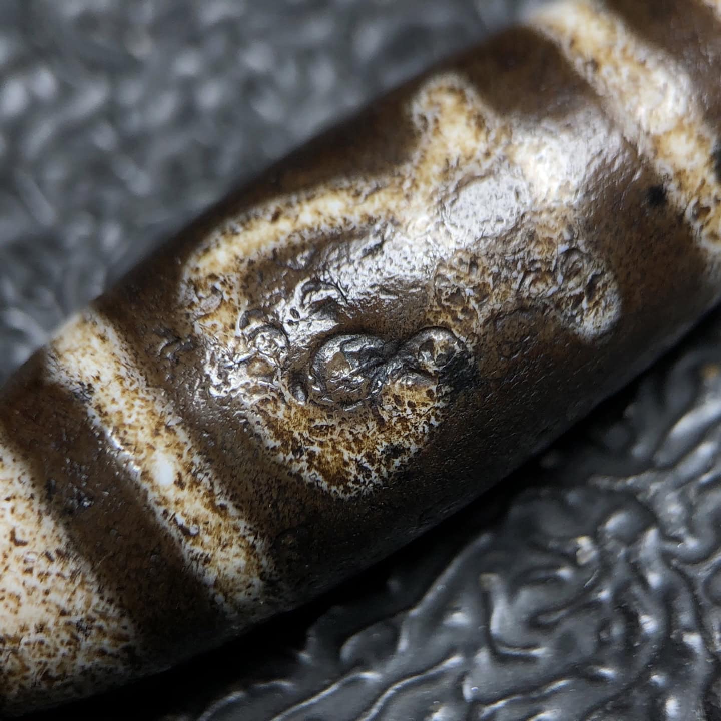 Chinese Natural Jade Carved Dzi Beads