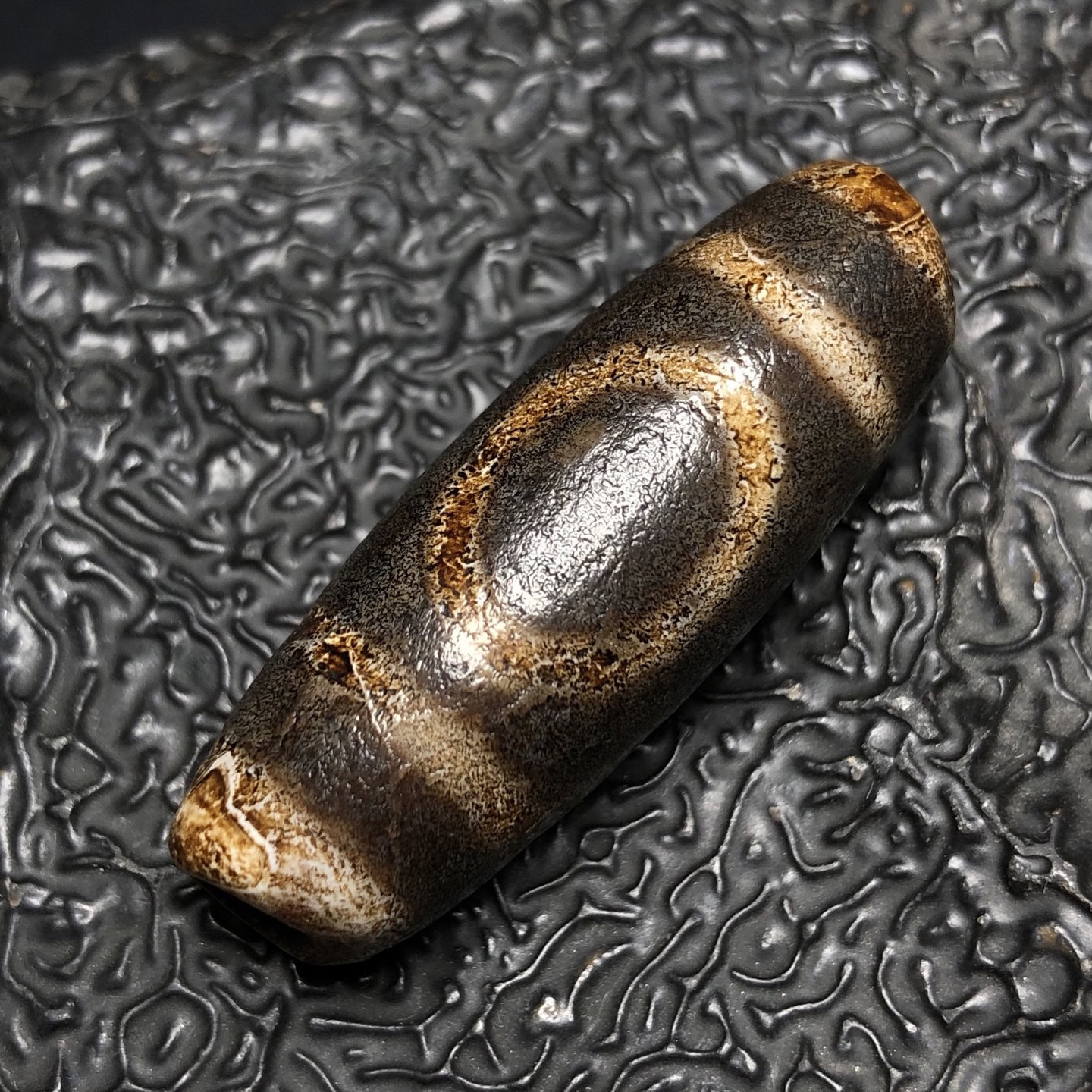 Chinese Natural Jade Carved Dzi Beads